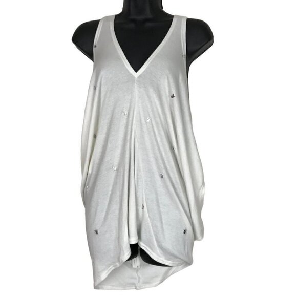 PLAYBOY White Tank Top With Playboy Studs All Over The Front Size XS - Picture 1 of 9